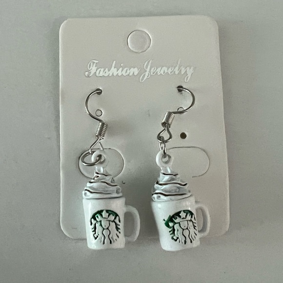 Drop Earrings Cappucino Earrings Coffee Earrings Starbucks 1.5" in. - Picture 2 of 7